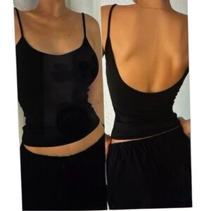 ZARA BLACK BACKLESS CAMISOLE Y2K TANK TOP SPAGHETTI STRAP SIZE M